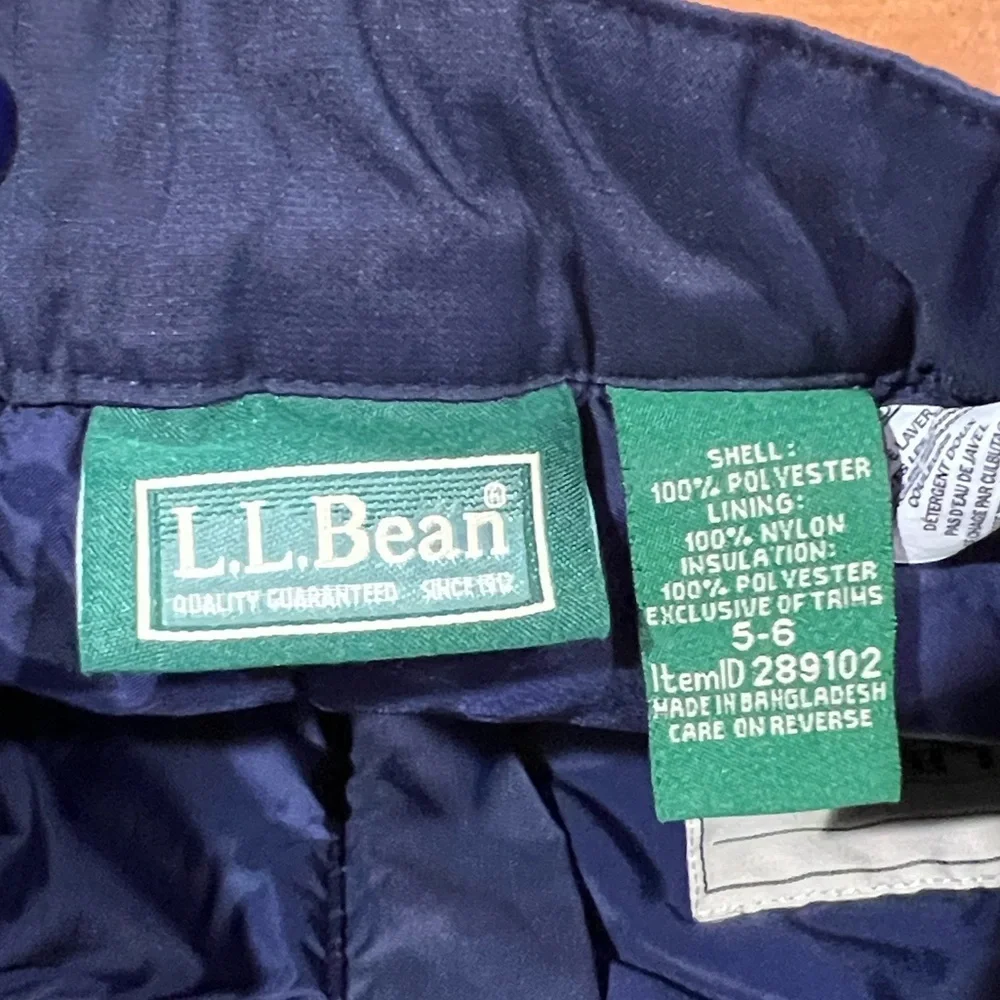 L.L.Bean navy blue cold buster snow pants reinforced knees size 5-6